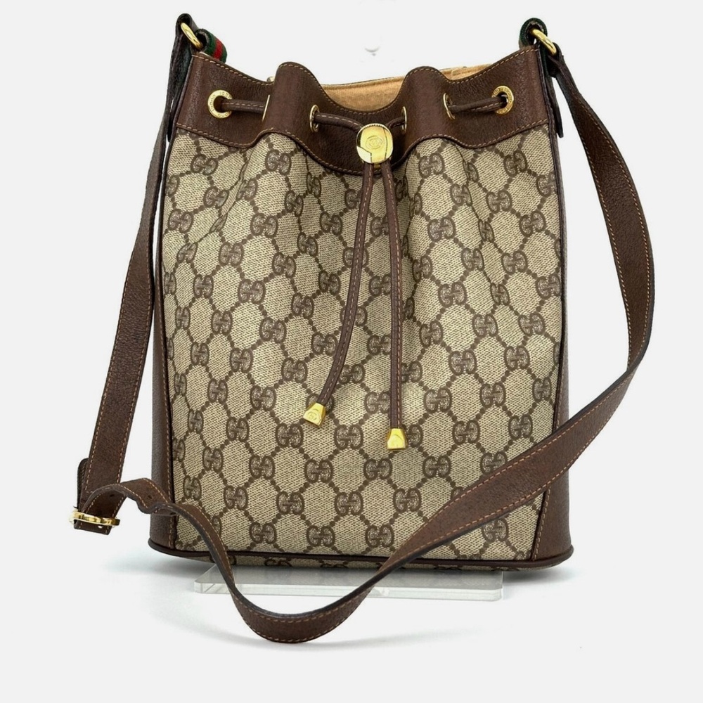Vintage Gucci Canvas Sherry Line Bucket Bag